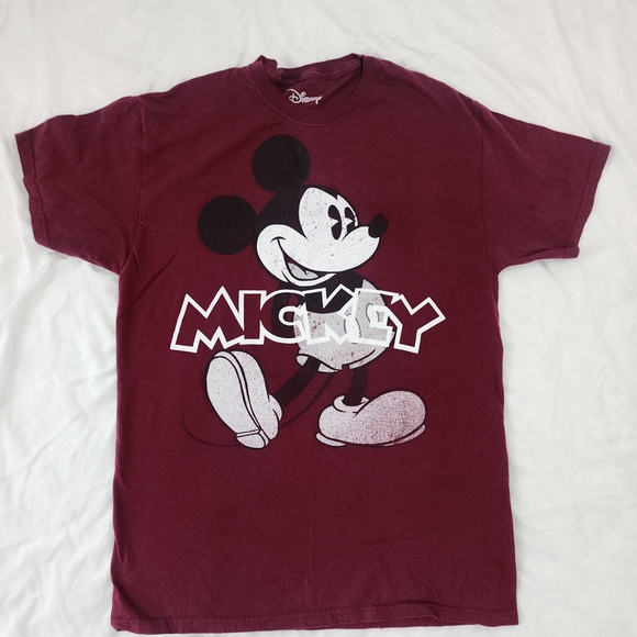 Mickey Mouse Disney Graphic Maroon T-Shirt Unisex Men Women Medium Vintage-look - Picture 1 of 4